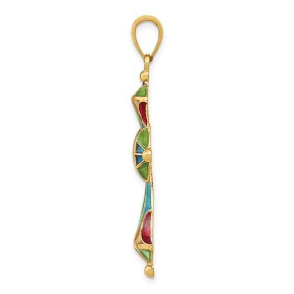 14k Gold Multi- Color Enamel Cross - Picture 4 of 13